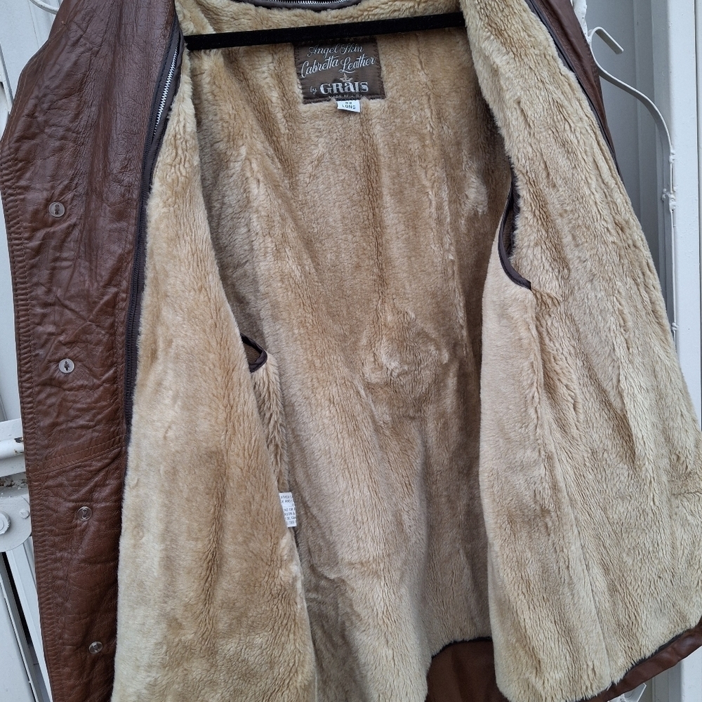 Vintage Cabretta Angel Skin by Grais Leather Vest Lined Jacket Men Size 42L - Picture 9 of 16